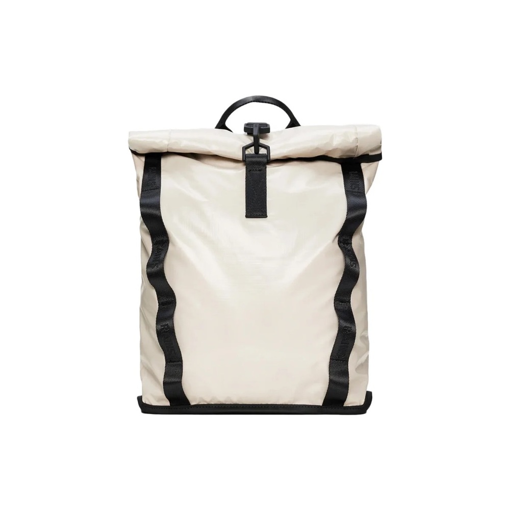 RAINS Like New Cream and Black Rolltop Rucksack Mini Dune Backpack
